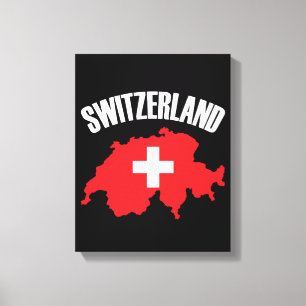 Lienzo Bandera de mapa de Suiza