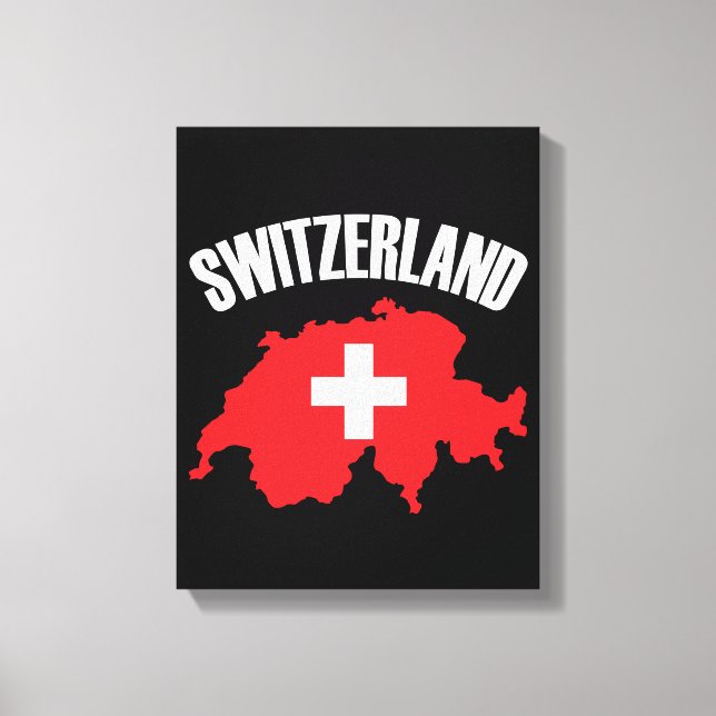 Lienzo Bandera de mapa de Suiza (Anverso)