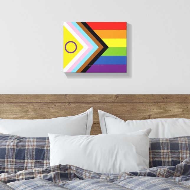 Lienzo Bandera de orgullo intersexual de SlipperyJoe's fo (Insitu(Dormitorio))
