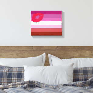 Lienzo bandera de orgullo lesbiana de labios rojos Slippe