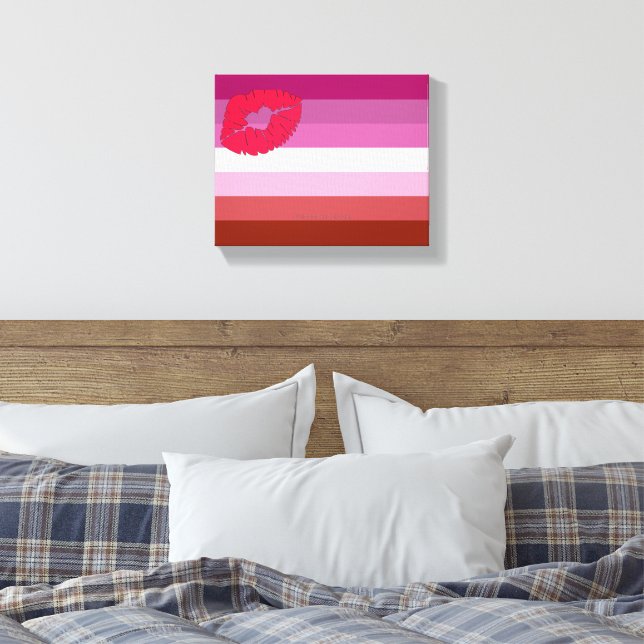 Lienzo bandera de orgullo lesbiana de labios rojos Slippe (Insitu(Dormitorio))
