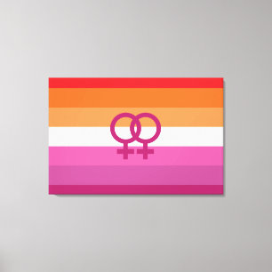 Lienzo Bandera de orgullo lésbico WLW (Atardecer)