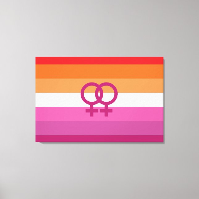 Lienzo Bandera de orgullo lésbico WLW (Atardecer) (Anverso)