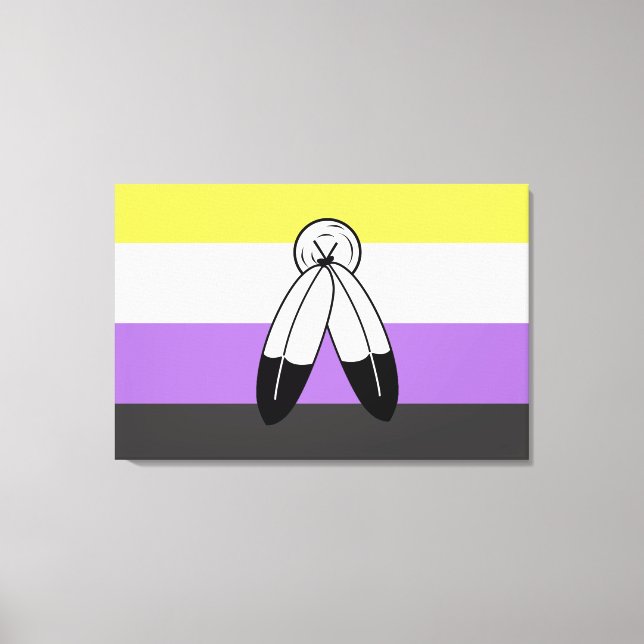 Lienzo Bandera de orgullo no binario de dos espíritus (Anverso)