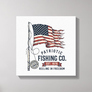 Lienzo Bandera de pesca patriótica vintage diseño vectori
