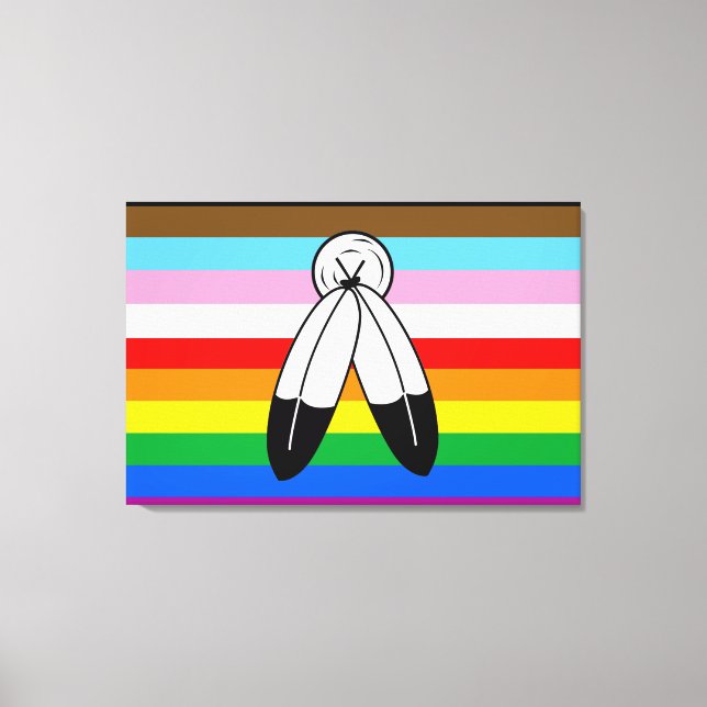 Lienzo Bandera del orgullo LGBTQ+ de dos espíritus (Anverso)