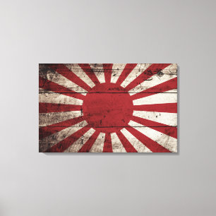 Lienzo Bandera del sol naciente de Japón en grano de