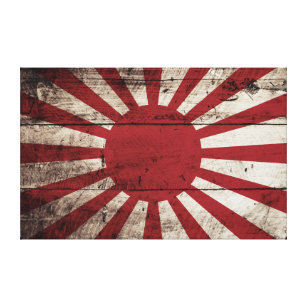 Lienzo Bandera del sol naciente de Japón en grano de