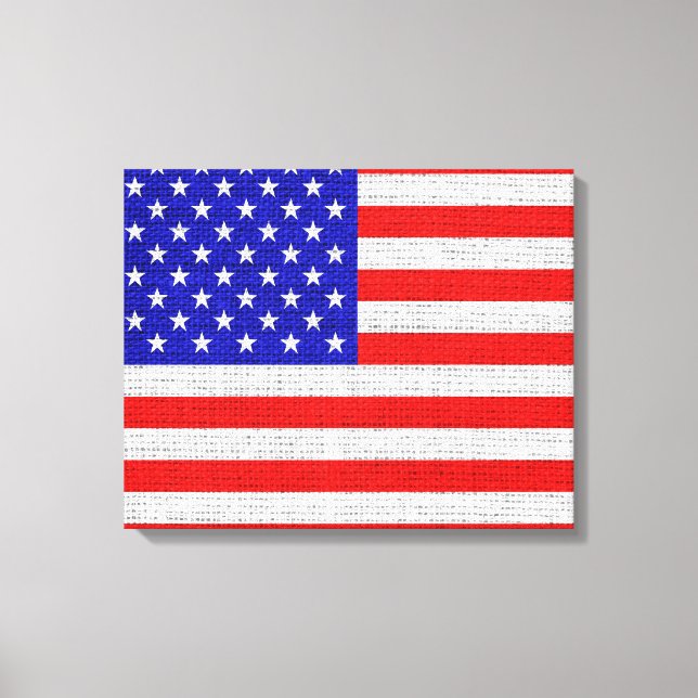 Lienzo Bandera estadounidense Burlap Linen Rustic Jute (Anverso)