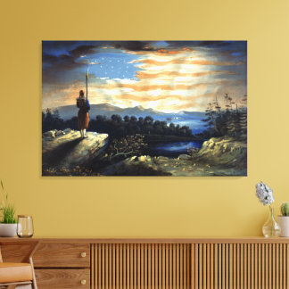 Lienzo Bandera estadounidense celestial en el cielo, guer