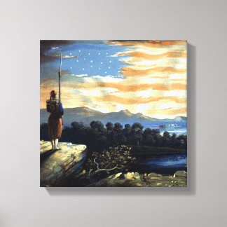 Lienzo Bandera estadounidense celestial en el cielo, guer