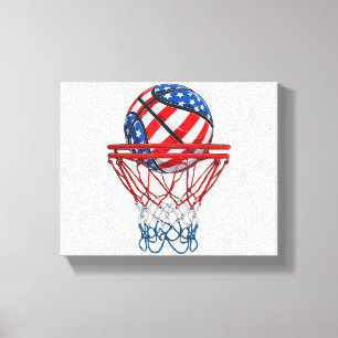 Lienzo Bandera Estadounidense De Baloncesto 4 De Julio