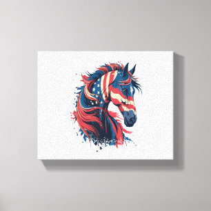 Lienzo Bandera estadounidense del caballo