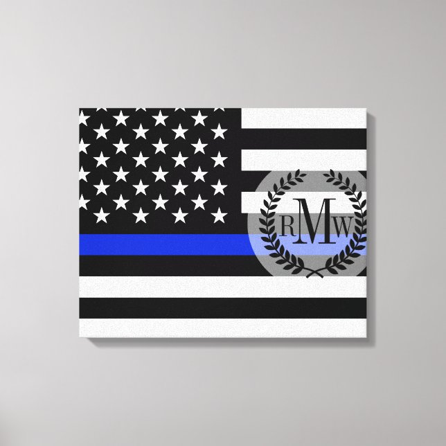 Lienzo Bandera estadounidense delgada de la línea azul (Anverso)