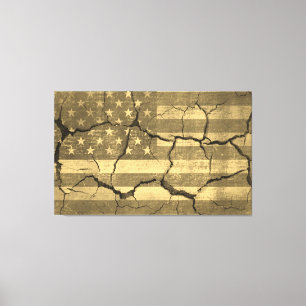 Lienzo Bandera estadounidense en la vendimia de las pared