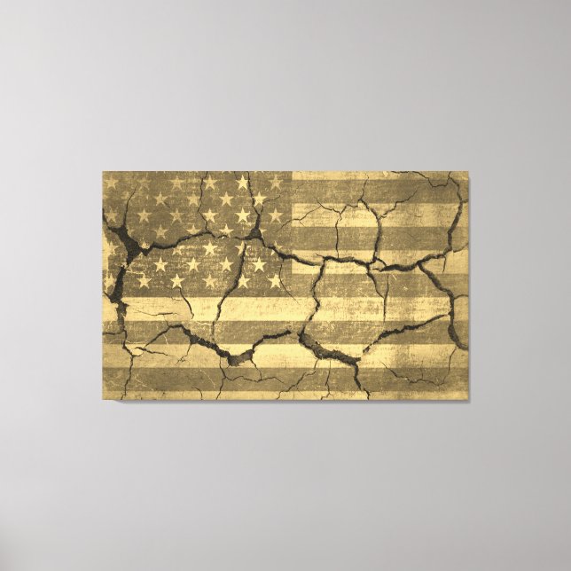 Lienzo Bandera estadounidense en la vendimia de las pared (Anverso)