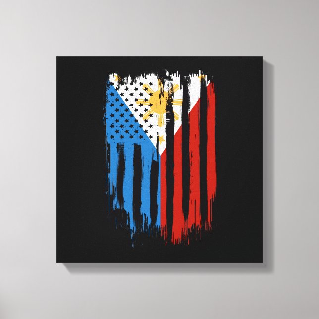 Lienzo Bandera filipina mitad americana mitad filipina (Anverso)