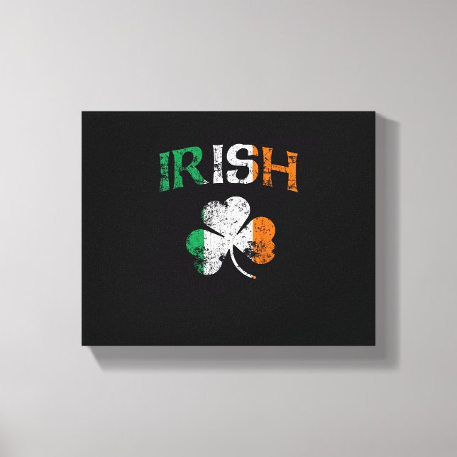 Lienzo Bandera irlandesa Shamrock St Patrics Day Vintag (Anverso)