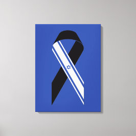Lienzo Bandera israelí azul conmemorativo de la cinta neg
