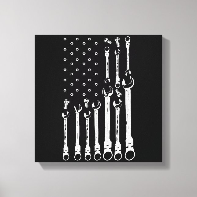 Lienzo Bandera Mecánica Mecánica Americana Bandera Patrió (Anverso)