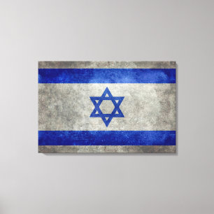 Lienzo Bandera nacional israelí en la textura de piedra
