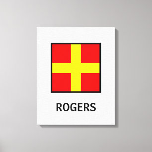 Lienzo Bandera náutica de nombre de familia Rogers
