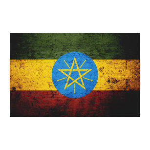 Lienzo Bandera negra de Etiopía del Grunge