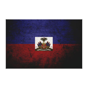 Lienzo Bandera negra de Haití del Grunge