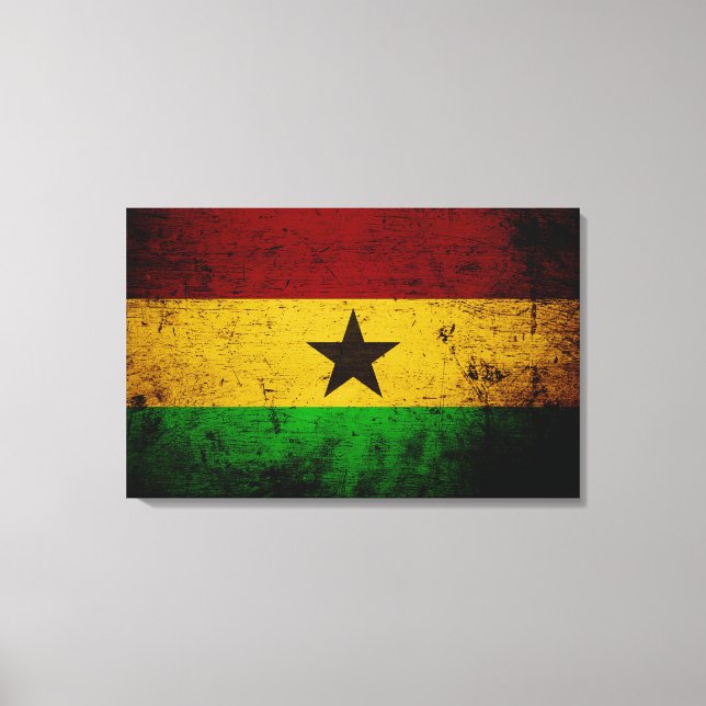 Lienzo Bandera negra grunge de Ghana (Anverso)