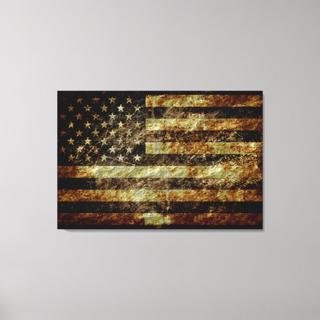 Lienzo Bandera norteamericana de Grunge (Anverso)