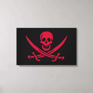 Lienzo Bandera pirata de Crimson Skull & Swords Jack en C