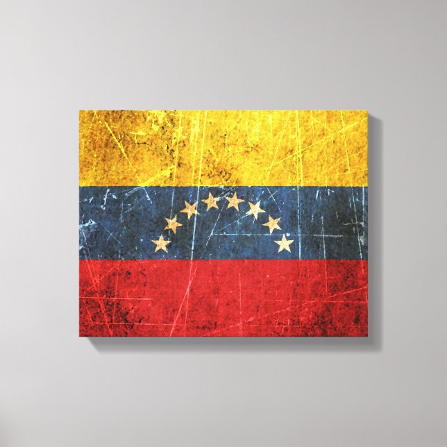 Lienzo Bandera venezolana vintage y rota (Anverso)