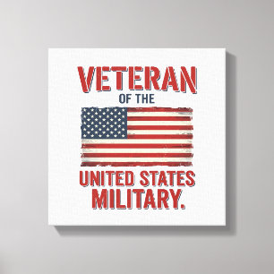 Lienzo Bandera vintage veterano USA Diseño vectorial mili