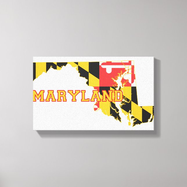 Lienzo Bandera y mapa del estado de Maryland (Anverso)