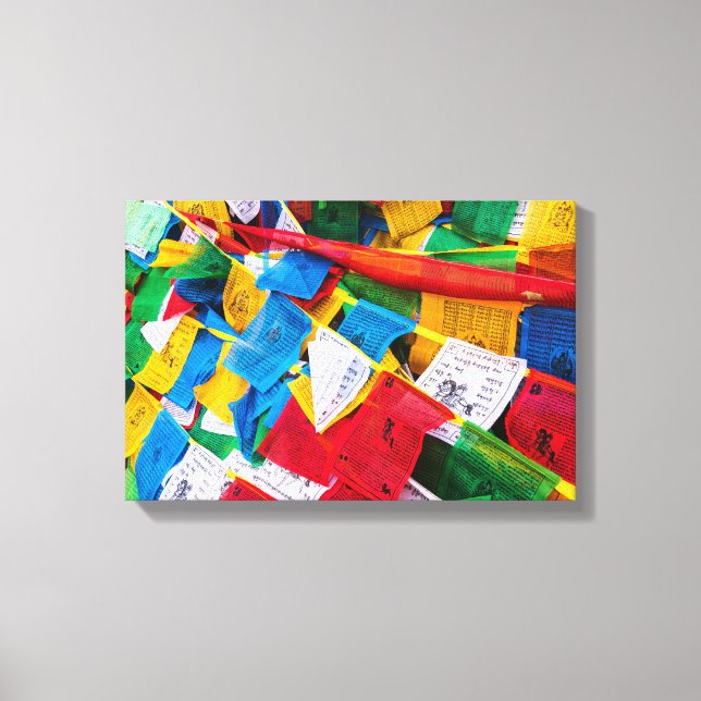 Lienzo Banderas de oración tibetana coloridas - Tíbet (Anverso)