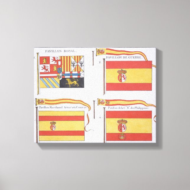 Lienzo Banderas españolas, de un libro francés de bandera (Anverso)