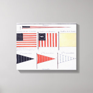 Lienzo Banderas y banderines marítimos americanos, de un