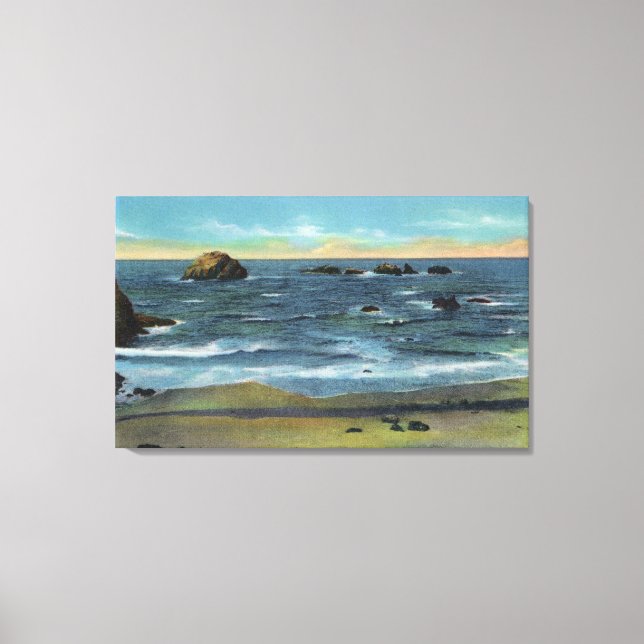 Lienzo Bandon Beach View of Face Rock, Cat and Kittens (Anverso)