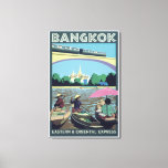 Lienzo Bangkok, Tailandia: Viaje impreso<br><div class="desc">Este vintage poster de viajes (copia) promociona el turismo a Bangkok, Tailandia por Eastern & Oriental Express presentando uno de los famosos lugares turísticos " el Mercado Flotante "en el río, templo lejano y MRT en la parte superior. Digitalmente restaurado a discreción del artista. Perfecto para la decoración de la...</div>