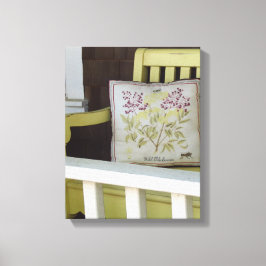 Lienzo Baño amarillo y almohada - Viñetería de Martha