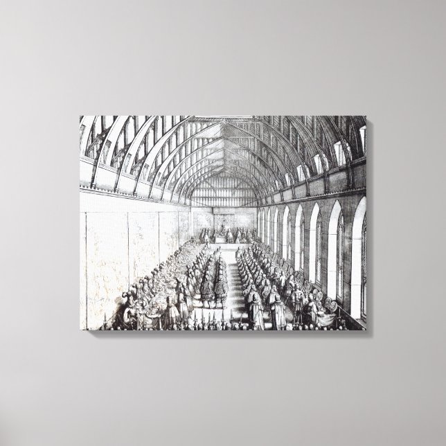 Lienzo Banquete de Carlos II en el Salón de San Jorge (Anverso)