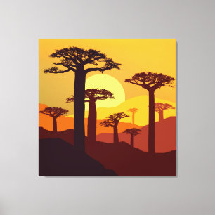 Lienzo Baobab al atardecer