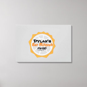 Lienzo Bar de baloncesto Mitzvah Rótulo en una tabla de m