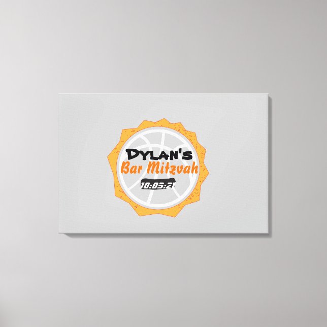 Lienzo Bar de baloncesto Mitzvah Rótulo en una tabla de m (Anverso)