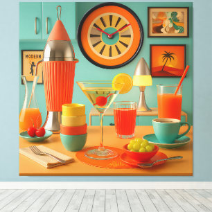 Lienzo Bar de desayunos Martini Retro Futurista Atómico