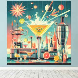 Lienzo Bar de Martini Citrílico Futurista de Época Atómic