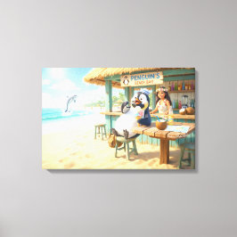 Lienzo Bar de playa del pingüino