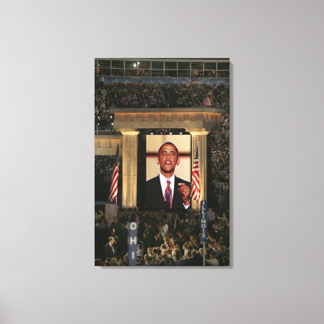 Lienzo Barak Obama habla en la última noche del (Anverso)