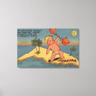 Lienzo Barbell de elevación del niño de naranjas