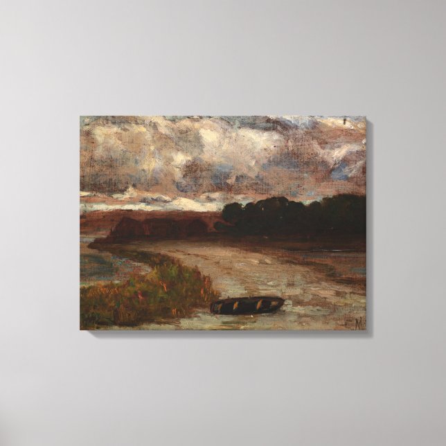 Lienzo Barca en la orilla - Edward Mitchell Bannister  (Anverso)
